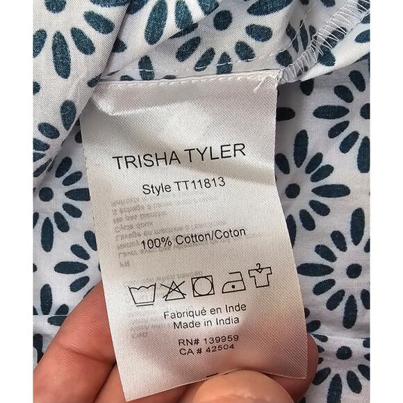 NWT Trisha Tyler floral print back pleat business casual career button up L NEW - Picture 6 of 8